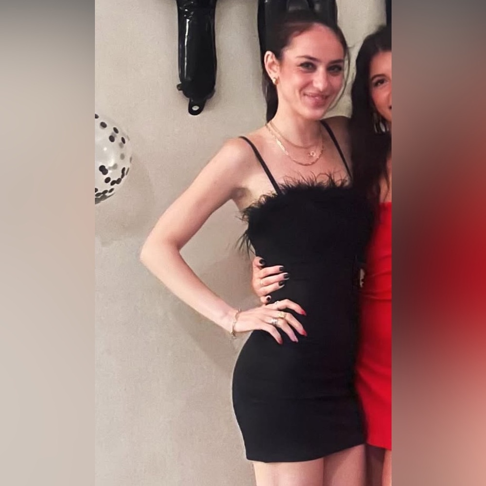 HONEY LITTLE BLACK FUR TRIM DRESS